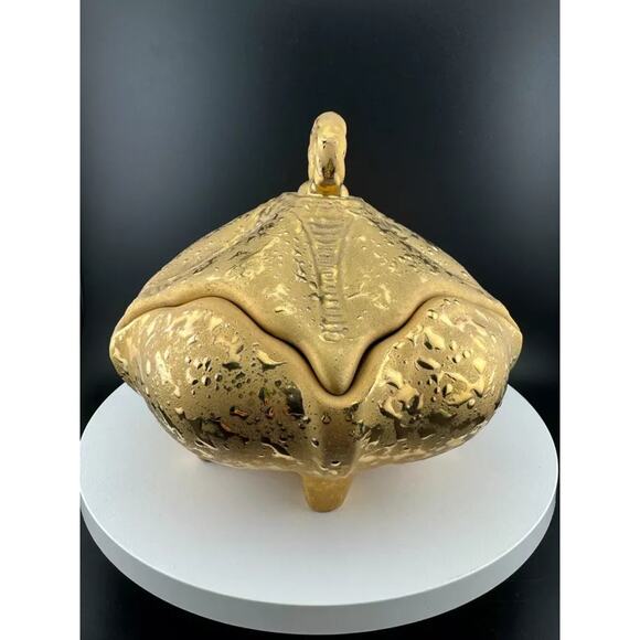Mid Century Weeping Gold Piece - Footed, Lidded Dish - Picture 7 of 7